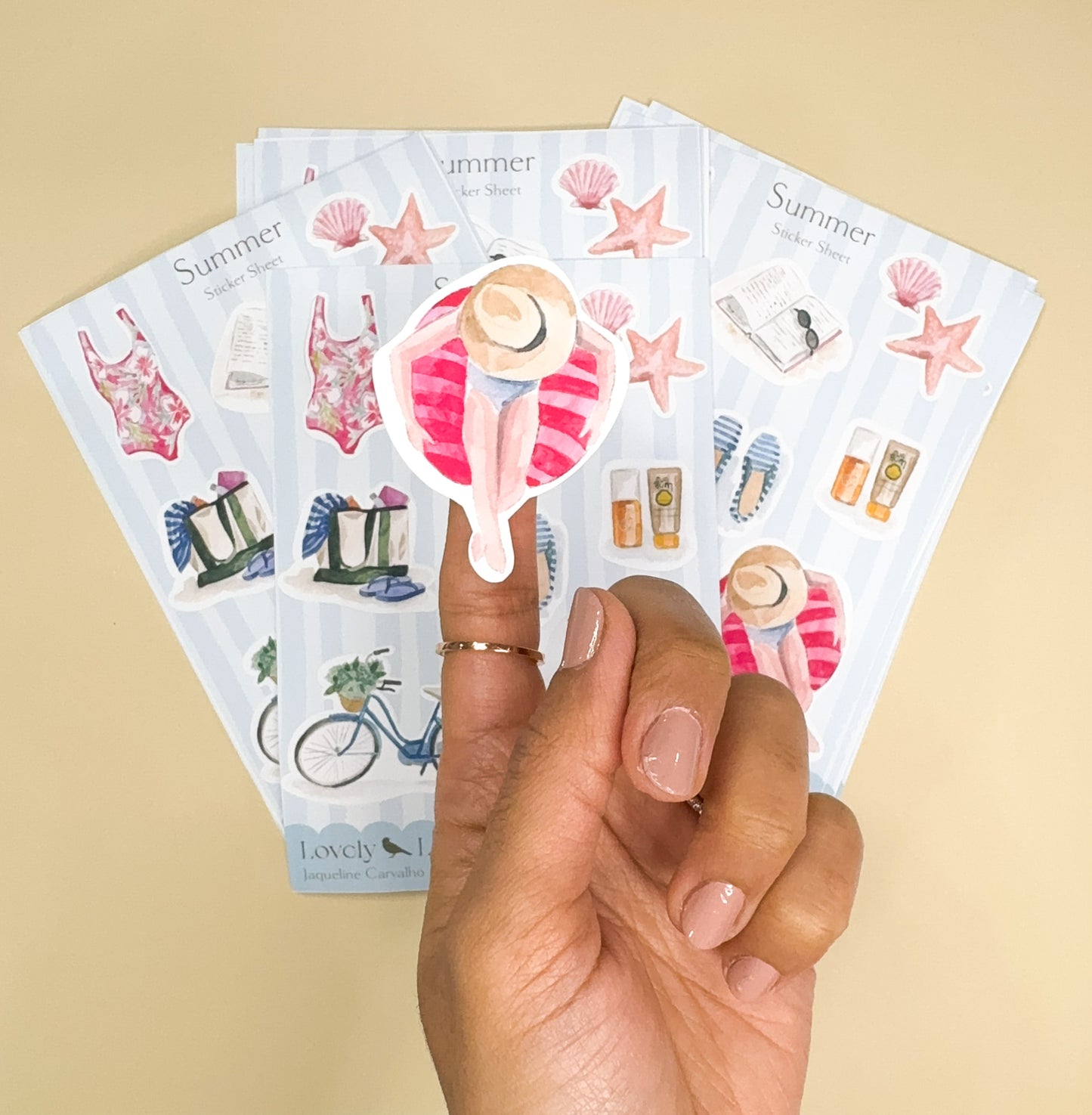 Summer Sticker Sheet – Watercolor Stickers for Journals, Planners & Crafts