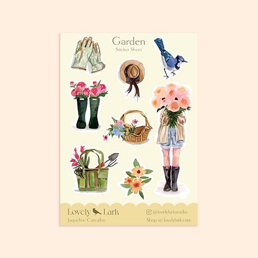 Garden Sticker Sheet – Watercolor Stickers for Journals, Planners & Crafts